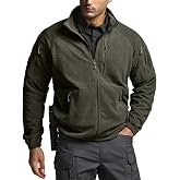 CQR Men's Full-Zip Tactical Jacket, Soft Warm Military Winter Fleece Jackets, Outdoor Coats with Zipper Pockets