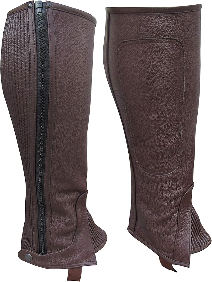 A&H Apparel Unisex Adult Leather Half Chaps Black and Brown Clothing
