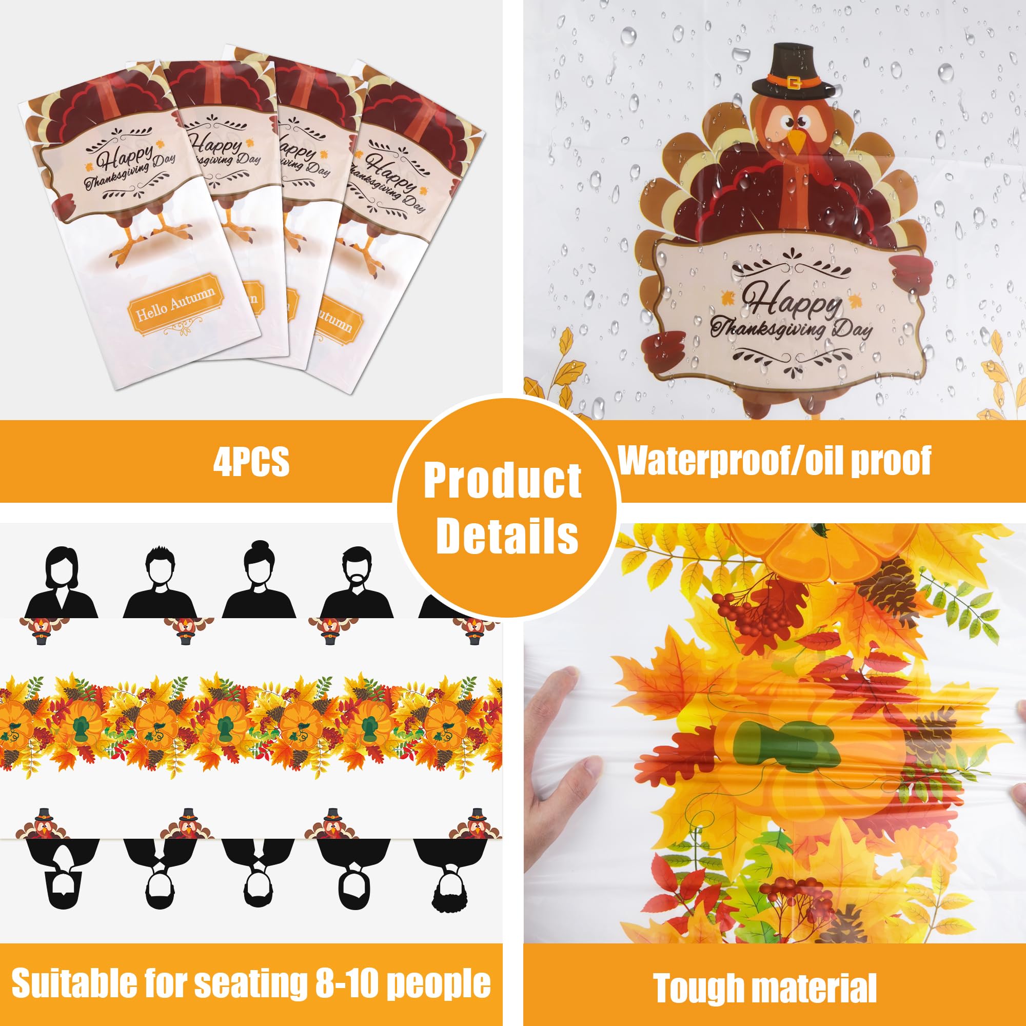 OHOME 3 Pack Thanksgiving Tablecloth Disposable - Fall Thanksgiving Party Supplies for Thanksgiving Table Decor | Friendsgiving Party Decorations | Thanksgiving Decorations 54