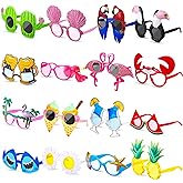 Aoriher 16 Pairs Funny Luau Party Sunglasses Hawaiian Tropical Glasses Favors, Novelty Fancy Eyeglasses Photo Booth Props for Adults Birthday Summer Beach Themed Party Supplies Decoration