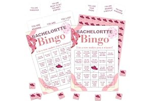 FAHDATZH Bachelorette Games Bingo Cards, Wedding Theme Bingo Game, Bachelorette Game for Family Friends Large Multiplayer Group Activities, Newly Wed Party Birthday Favors Gifts -07