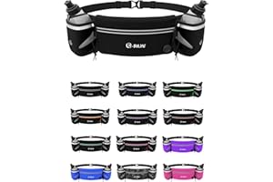 Q-RUN Hydration Running Belt with 2x10oz Bottles - Water Belts for Woman and Men - iPhone Belt for Any Phone Size - Fuel Marathon Waist Pouch for Runners - Jogging Cycling Biking