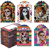 50 Pcs Dia De Los Muertos Altar Paper Picture Frames Day of The Dead Decor | Dia De Los Muertos Altar Ofrenda Decorations, Sugar Skull Mexican Photo Frame with Stand for Tabletop, Remembrance Supplies