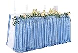 6ft Baby Blue Sequin Table Skirt for Round