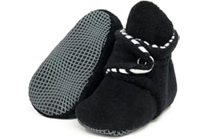 Ella Bonna Fleece Baby Booties, Three Snap Baby Slippers, Unisex Baby Gifts, Non-Slip Newborn Booties for Boys and Girls, Infant Baby Shower Shoes Months