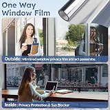 rabbitgoo Heat Reflective Window Film Privacy One Way Mirror 75x300cm view 5