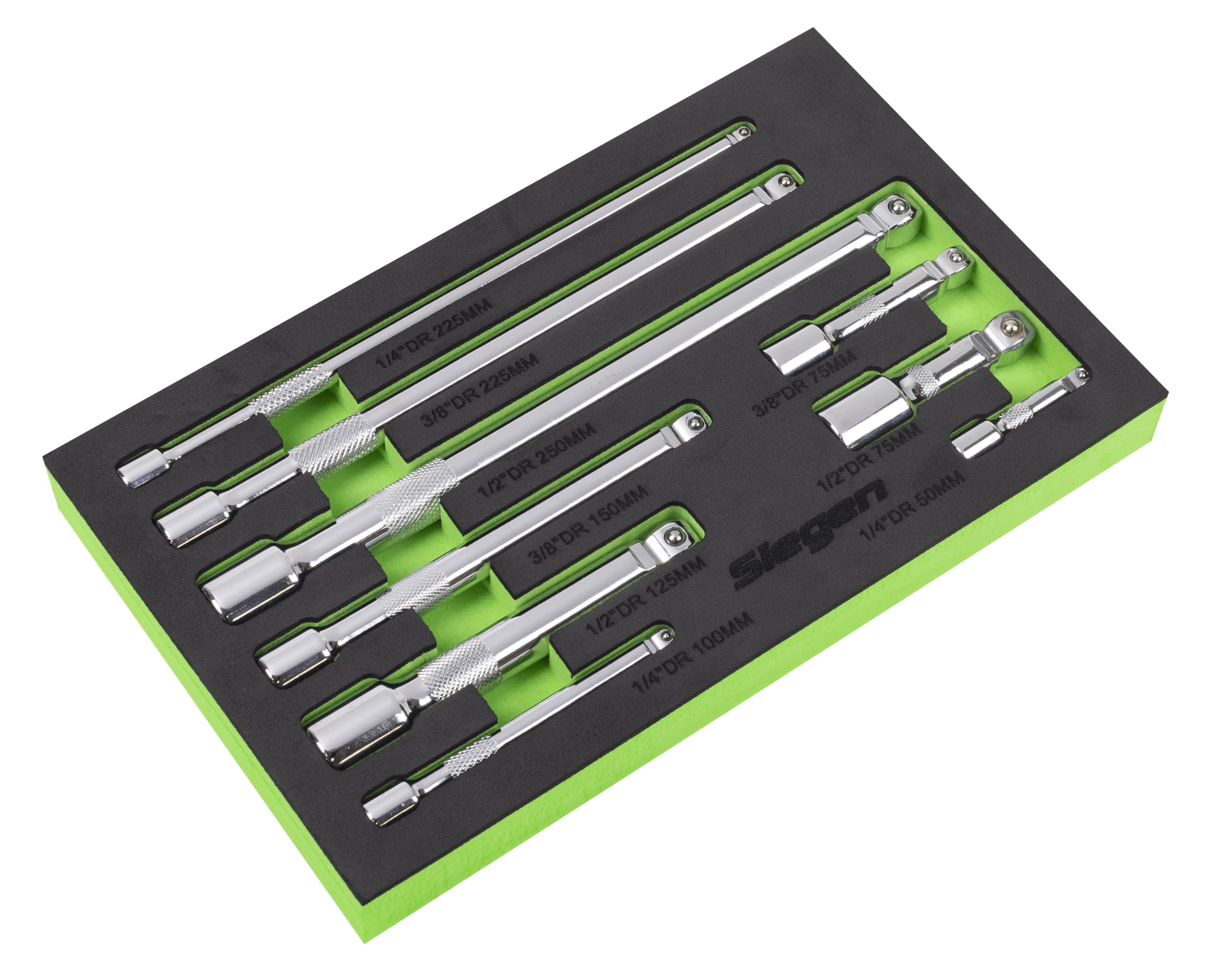 Siegen by Sealey 1/4", 3/8" & 1/2" Sq Drive Extension Bar Set 9pc - S01292