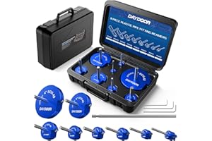 DAYDOOR 8-Piece PVC Pipe Reamer Kit with 1/2", 3/4", 1", 1-1/4", 1-1/2", 2", 3", 4" Heads, 4-Sided Carbide Aluminum Reamer Tool, Plumbing Tools for Schedule 40 PVC, CPVC or ABS