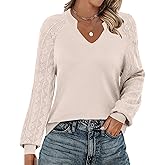 Zeagoo Womens 2026 Fall Sweaters Casual Long Sleeve V Neck Loose Lightweight Crochet Knit Pullover Sweater Tops