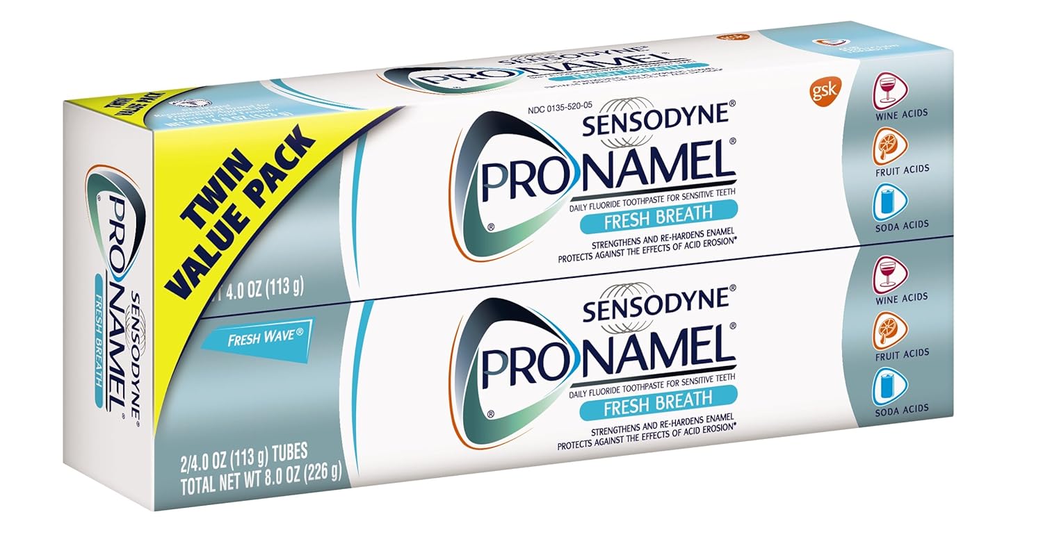 Sensodyne Pronamel Fresh Breath Enamel Toothpaste for Sensitive Teeth, to Reharden and Strengthen Enamel, Fresh Wave - 4 Ounces (Pack of 2) : Beauty