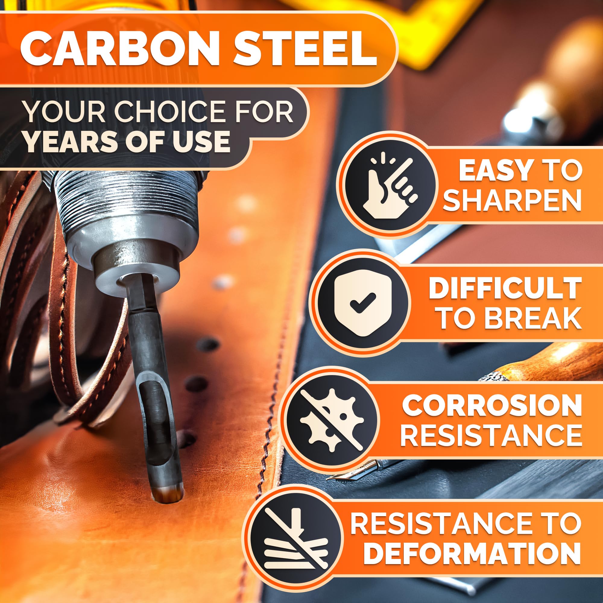 Leather Hole Punch Set - 6 Pcs Drill Bits Set 3/16