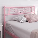 Yaheetech 3ft Single Bed Metal Slatted Frame Cloud Headboard Pink view 3
