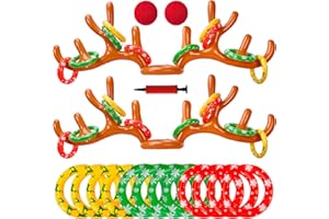 Max Fun Inflatable Reindeer Antler Ring Toss Christmas Games Indoor Outdoor Party Games Hat for Xmas Gifts Holiday Party Supplies Favors Games for Family