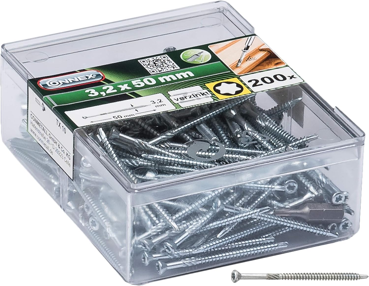 Connex DP3213250 - Tornillos para tablones de suelo (3,2 x 50 mm, 200 unidades)