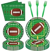 160 Pack Football Party Supplies Football Party Decorations Sports Birthday Party Decorations Tailgate Party Decor Touchdown Tableware Set - Football Paper Plates, Football Napkins, Forks Serves 40
