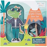 Stephen Joseph Magnetic Dress Up Doll Set for Kids, Dino &amp; Lion | Mix and match colorful outfits and accessories for a friendly dinosaur and lion while creating wild adventures