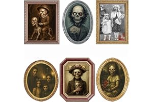 LANSIAN Halloween Decorations Indoor Scary Wall Decor, 6Pack 3D Changing Face Moving Picture Frames Portrait, Gothic Horror Poster Castle Haunted House Mansion Decor Decoration Party Supplies