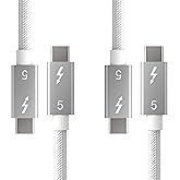 basecolors 2Pack Usbc Cable for Thunderbolt 5 Cable 3.3FT (1M), 240W Charging, 80Gbps Data Transfer, 8K/4K Displays,Compatible Thunderbolt 4,3,2/USB4, SSD, MacBook M4 Pro/Max, iPhone 17/16(White)