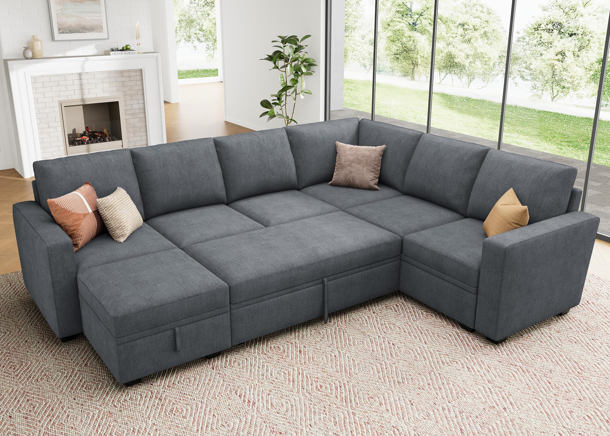Photo 1 of ***Two lost boxes from an incomplete 6-piece set.****
HONBAY Modular Sectional Couch with Pull Out Bed, Chenille Sleeper Sofa with Storage Seats Ottoman, U Shaped Sectional Couches for Living Room, Bluish Grey