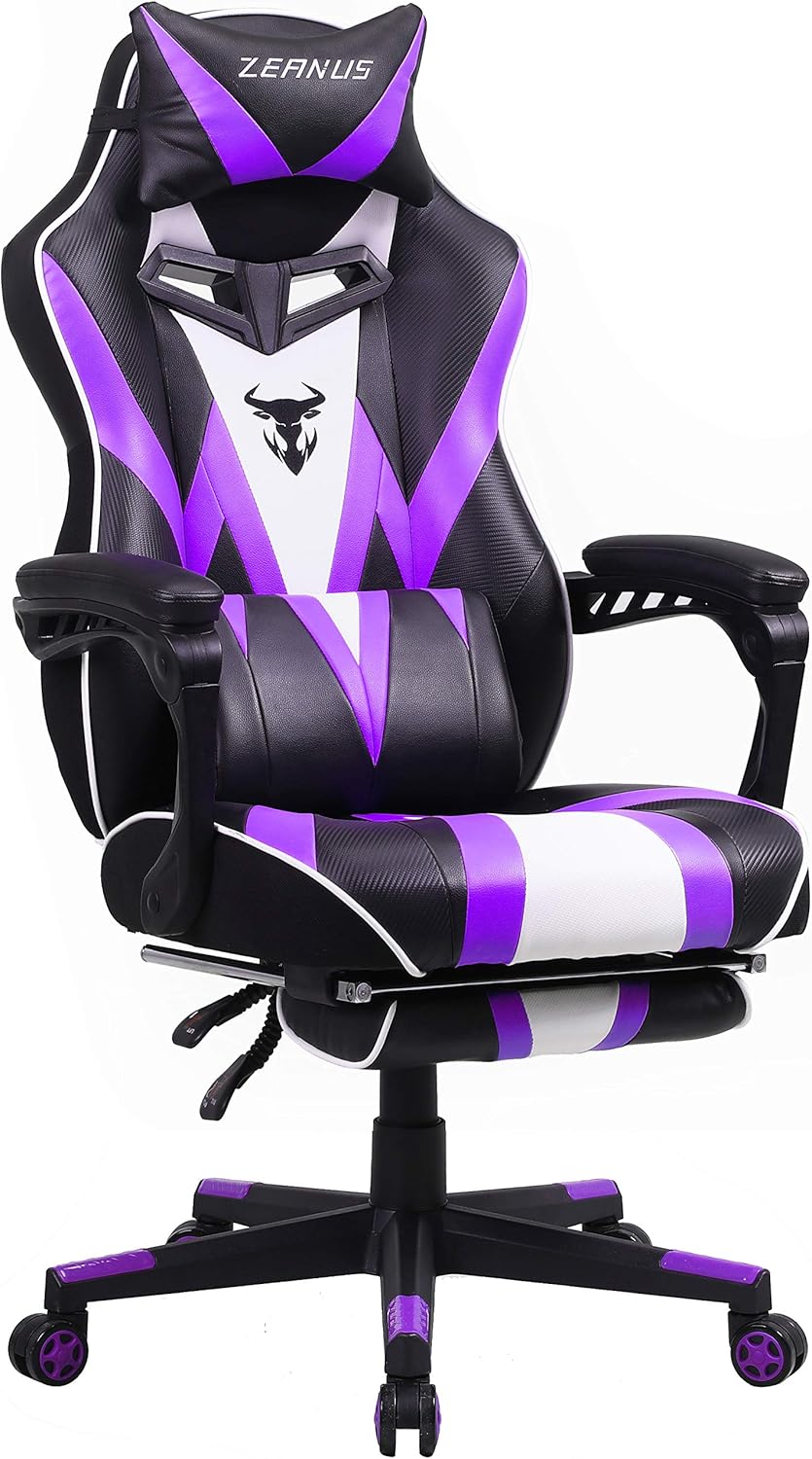 Sedia Gaming Ergonomica Viola, Sedia per Computer con Massaggio, Sedia