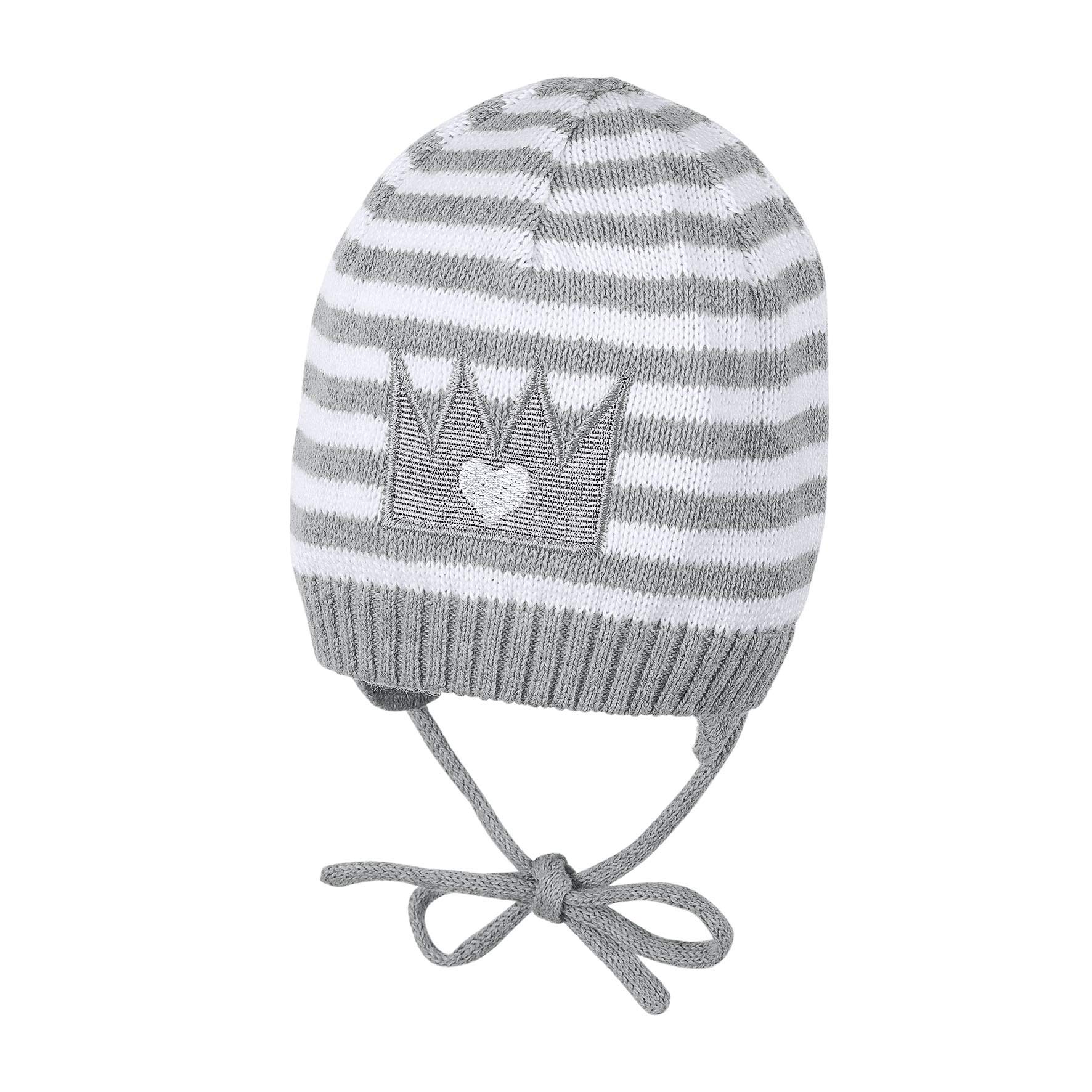 Sterntaler Girls Knit Cap with Bow Strings, Age: 6-9 Months, Size: 45 cm, Silver