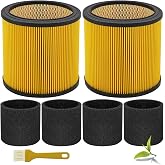 LVJUSEN Replacement Filter for Vacmaster 5-20 Gallon/Hart 5-17 Gal | Replaces VCFS 3701 Filter Hart/ VCFF Filter, Fits most Shop-Vac/Craftsman Vacuum, with 4x Wet Foam Sleeve