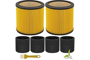 LVJUSEN Replacement Filter for Vacmaster 5-20 Gallon/Hart Shop Vacuum 5-17 Gallon, Replaces Hart VCFS 3701 Filter/VCFF Filter, Fits most Shop-Vac/Craftsman Vacuum, with 2x Wet Foam Sleeve