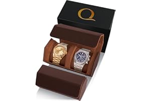 QWATCHBANDS Napa Leather Watch Rolls for Men - Hexagon Watch Roll Travel Case for Watches - Storage Organizer Genuine Leather with Velvet Interior Display