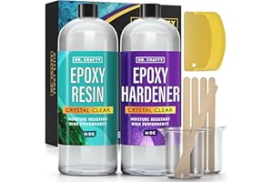 DR. CRAFTY DR CRAFTY Clear Epoxy Resin - Table Top Epoxy Resin Kit - Clear Epoxy Resin for Resin Molds, Table Top, Art Resin, Craft, Jewelry Casting, DIY, Tumblers & Wood - 2 Part Resin Kit (32 Ounces)