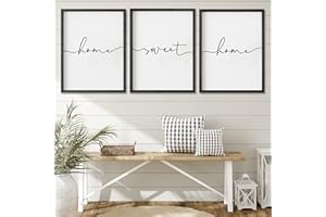 Heiple Set of 3 Framed Farmhouse Home Sweet Home Sign Above Bed Wall Decor for Bedroom Decor Wall Art Wood Signs