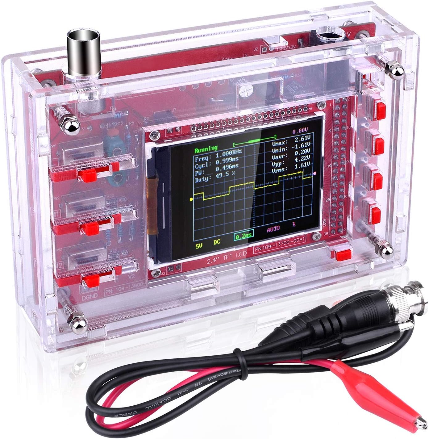 Quimat DSO138 Digital Oscilloscope Kit + Case/Open Source 2.4 inch TFT 1Msps with Probe Assembled Vision
