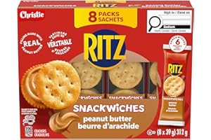 RITZ Peanut Butter Cracker Snackwiches, Filling Made With Real Peanut Butter, 312 g (Pack of 8)
