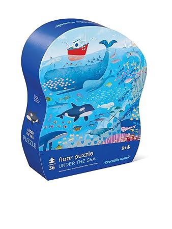 Crocodile Creek Under The Sea 36 Piece Jigsaw Floor Puzzle With Heavy Duty Box For Storage Large 20 X 27 Completed Size Designed For Kids Ages
