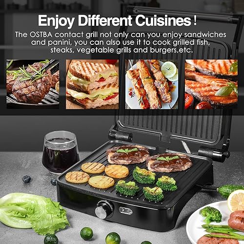 OSTBA Panini Press Grill Indoor Sandwich Maker with Temperature