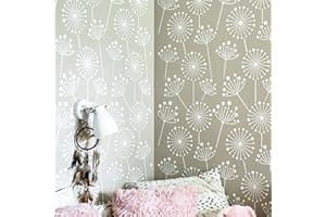 STENCILIT® Dandelion Wall Stencil for Painting - XL 24x39 In | Floral Wall Stencils for Painting Large Pattern | Scandinavian Large Wall Stencils