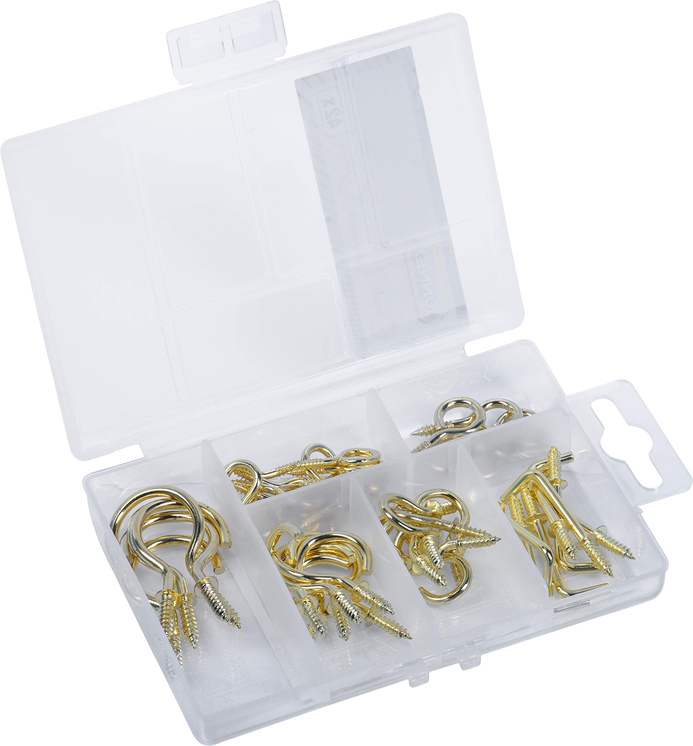Connex Screw Hook Assortment 42 Pieces – Various Hooks in a Set – pre-Sorted in Practical Plastic Box – Universal use/Hook Set/Assortment Box / DP8500104 — image 1