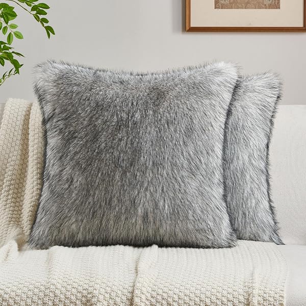 FUTEI PACK OF 2 FAUX RACCOON FUR PLUSH...