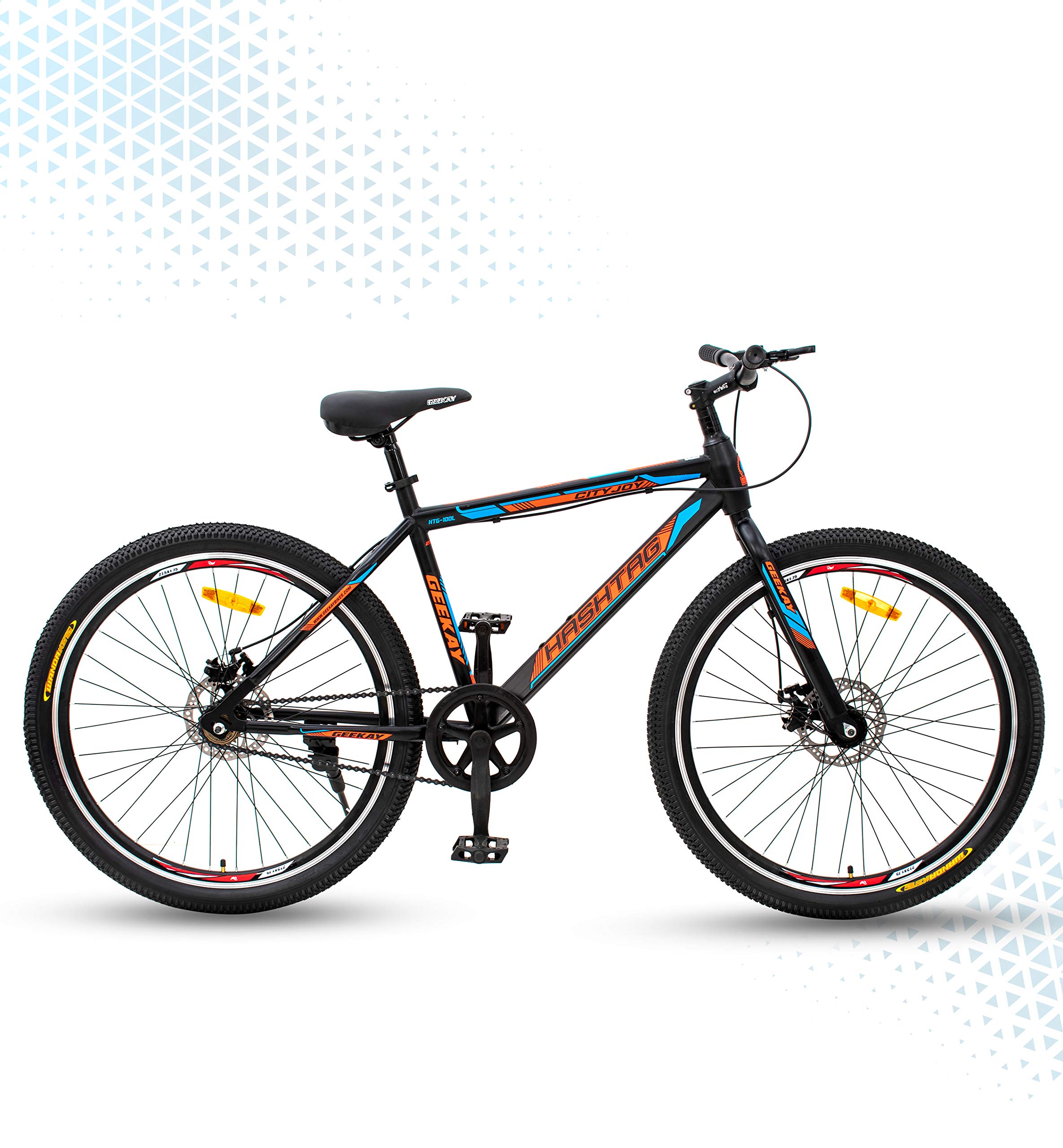Geekay Hashtag 27.5T Single Speed Cycle with Dual Disc Brakes - Black Orange