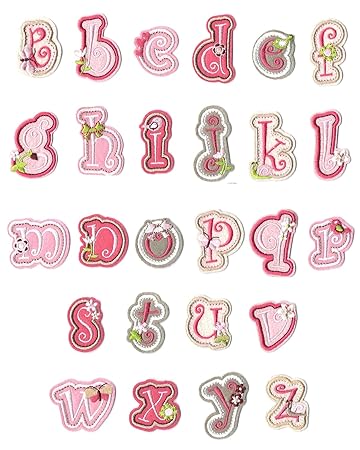 Applikation Flicken Bügelbild Aufnäher Stickbild Zum Aufbügeln Name ABC Rosa Buchstabe Buchstabe Alphabet (26pcs Zahlen)