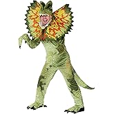 Adult Dilophosaurus Costume, Dinosaur Womens Green Frilled Plush Jurassic Bodysuit Jumpsuit