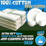 Towelogy 5 Pack Cotton Dish Cloths White Green Striped 35x40cm view 5