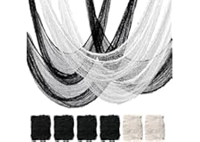 Mcupper 6 Pack Halloween Creepy Cloth (30 x 72 Inch), Halloween Gauze (4 Black + 2 White), Creepy Gauze for House, Outdoor, Y