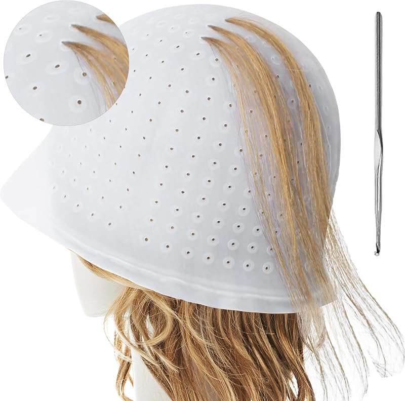 mwellewm Silicone Highlighting Cap Kit with Crochet Hook Reusable