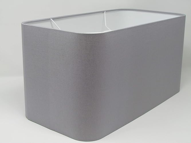 Rounded Rectangle Rectangular Light Grey Cotton Fabric Lampshade Choice
