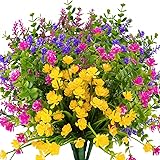 KLEMOO 12 Bundles Outdoor Artificial Fake Flowers