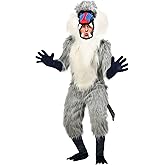Wild Baboon Costume for Adults | Zoo Animal Halloween Outfit | Monkey Jumpsuit with Hood, Gloves, & Foot Covers