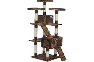 Go Pet Club 72" Tall Extra Large Cat Tree Kitty Tower Condo Cat House for Large Indoor Cats Play Scratch Hide Climb Activity Furniture with Toy, Brown