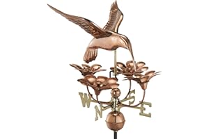 Good Directions Hummingbird with Flowers Weathervane, Pure Copper
