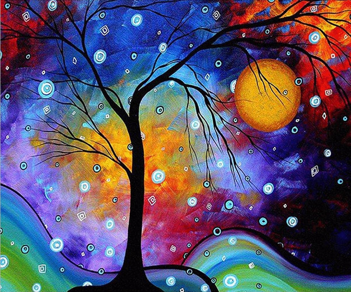 DIY 5D Diamond Painting by Number Kits, Painting Cross Stitch Full Drill Crystal Rhinestone Embroidery Pictures Arts Craft for Home Wall Decor Gift Star Football Oil Painting Tree (YC31xkfj-16x12in)