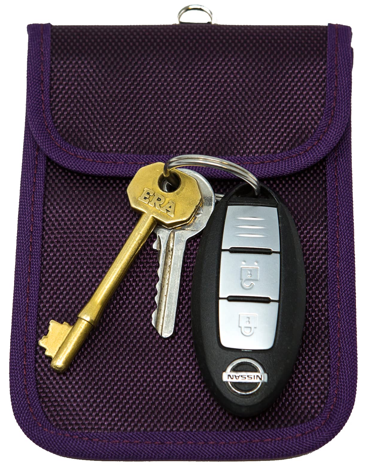 Car Key signal blocker pouch, KeySafe, RFID key pouch, Keyless signal blocking key wallet, by Remaldi. Quality oxford weave fabric with secure nano weave internal pocket.